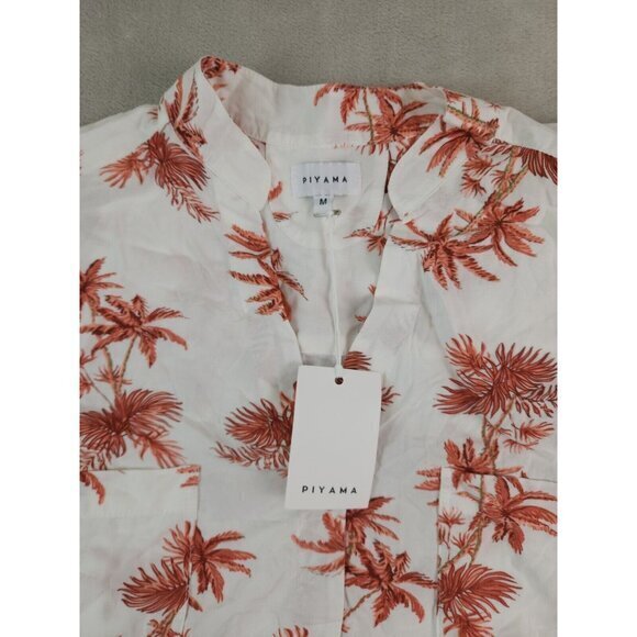 New Piyama Vintage Palm Sunset Pajama Shirt Rayon‎ Button Up Womens Medium - Picture 3 of 8